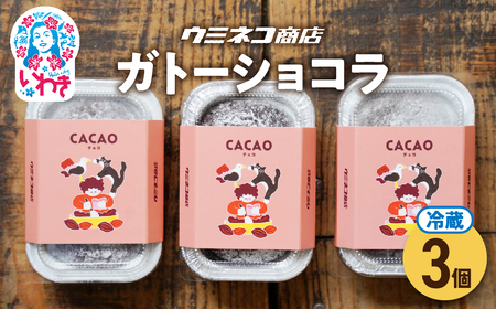 ウミネコ商店のガトーショコラ　3個入り | ウミネコ商店 ガトーショコラ スイーツ 洋菓子 濃厚 チョコレートケーキ 個包装 お取り寄せ ギフト プレゼント デザート 贈答用 | US009-3s