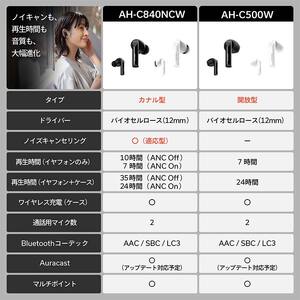 DENON 高音質完全ワイヤレスイヤフォン  ［AHC500WBKEM］ ブラック F24R-059
