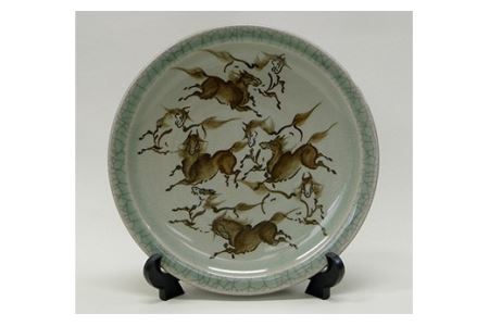 馬九行く絵皿 F21R-003