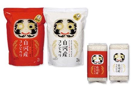 白河産コシヒカリだるまパッケージ 小セット 米 お米 コメ ごはん ご飯 食品 F25R-008