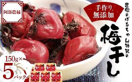 農家のばあちゃん 特製の手作り 無添加 梅干し 150g×5パック F7X-0080