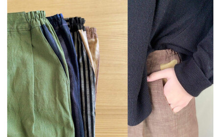 会津木綿ワイドパンツ(青系) 【07208-0218-2】