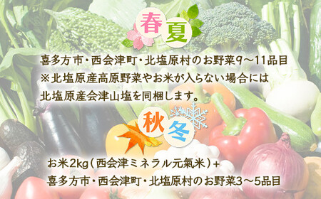 会津発　季節の野菜だより（小）定期便6回　【07208-0261】