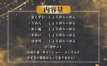 喜多方ラーメン 有名店 ５店舗 食べ比べ 醤油5食セット 【冷凍】 ラーメン らーめん しょうゆ セット ギフト 人気 お土産 生麺 食べ比べ グルメ 【07208-0521】