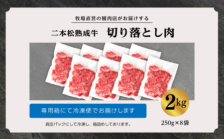 熟成牛 切り落とし2kg（250g×8袋） ｜牛肉 小分け【有限会社エム牧場】