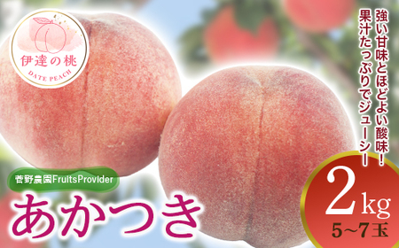 福島県産 あかつき 2kg 2025年7月下旬～2025年8月中旬発送 2025年出荷分 先行予約 予約 伊達の桃 桃 もも モモ 果物 くだもの フルーツ 名産品 国産 食品  F20C-611