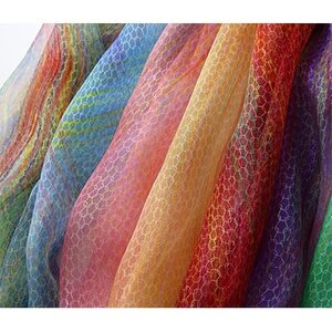 妖精の羽・塩縮オーガンジーストール(加賀友禅)鎖/ピンク【1063712】