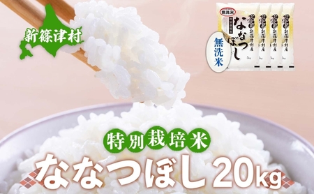 【無洗米】北海道新篠津村産 特別栽培米ななつぼし20kg（5kg×4）