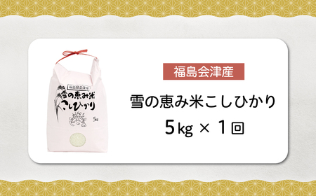 【令和7年産】【福島会津産】雪の恵み米こしひかり5kg×1回 KBAJ005