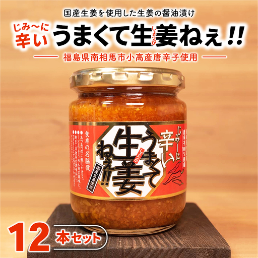 じみーに辛いうまくて生姜ねぇ!!12本セット 【しょうが 国産 醤油漬け 唐辛子 ごはんのお供 お弁当 調味料 おつまみ 肴 薬味 隠し味 猪苗代町 福島県】