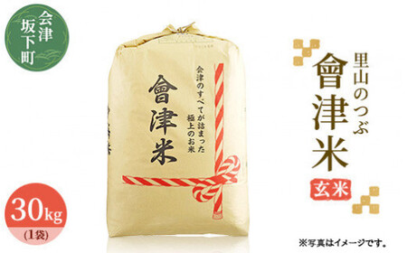 3-J　里山のつぶ玄米30kg 令和6年産 ｜ 福島県会津坂下町オリジナルの玄米。米の一粒一粒が大きく、しっかりした食感、適度なもちもち感と甘みのあるお米です。 ※2024年9月下旬頃より順次発送予定