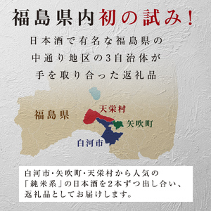 【定期便】ふくしまの日本酒 3市町村の純米酒 3ヶ月連続お届け (白河市・矢吹町・天栄村) F6U-346
