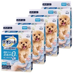 【毎月定期便】ユニ・チャームペットデオシートしっかり超吸収無香消臭タイプレギュラー112枚×4全2回【4069354】