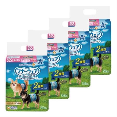 【毎月定期便】マナーウェア男の子用SSS青チェック・紺チェック52枚×4袋全2回【4069364】