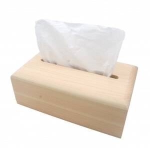 ティッシュケース(ソフトパック専用)　鮫川村産ヒノキ【1605512】