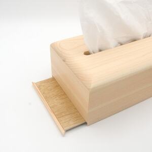 ティッシュケース(ソフトパック専用)　鮫川村産ヒノキ【1605512】