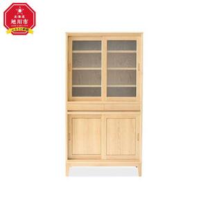 旭川家具 MUKU工房オリジナル ムク ダイニングキャビネット ナラ 【 国産 無垢 インテリア 木製 ナチュラル キャビネット 食器棚 キッチンボード 収納 キッチン ダイニング 北海道 】_03231