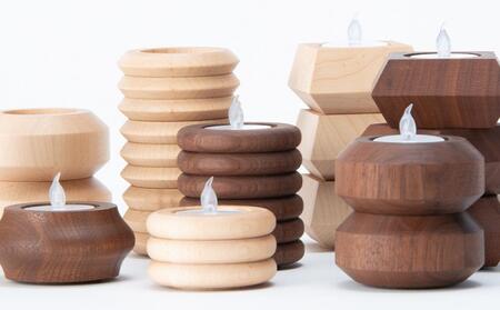 【ギフト用】旭川家具 コサイン キャンドルホルダーPOT・BAUM・SQUAREのセット メープル_03282