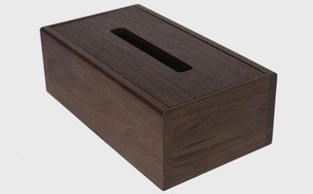 天然木使用 木製 ティッシュボックス(ウォルナット) フタ付_01727