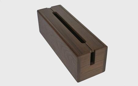 天然木使用 木製 ケーブルボックス (小) (ウォルナット) 蓋付き_01728