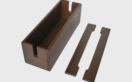 天然木使用 木製 ケーブルボックス (小) (ウォルナット) 蓋付き_01728