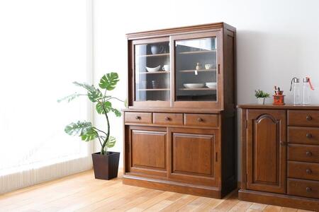 旭川家具 山室家具製作所 エスポアール No.420 リビングキャビネット 【 国産 無垢 インテリア 木製 シック収納 キャビネット リビングボード チェスト 北海道 】 _03424