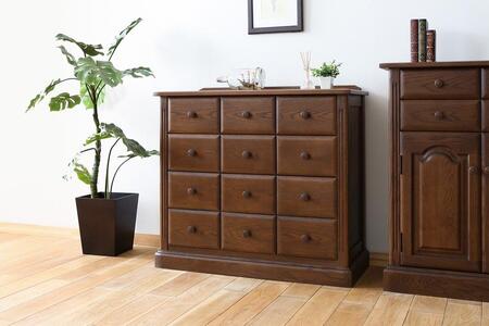 旭川家具 山室家具製作所 エスポアール No.410 リビングチェスト 【 国産 無垢 インテリア 木製 シック収納 キャビネット リビングボード チェスト 北海道 】 _03426