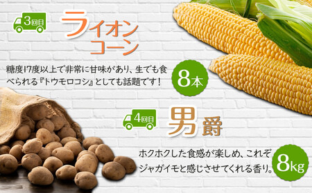 【26年5月発送開始】かに太郎 定期便Iセット(アスパラ、赤肉メロン、ライオンコーン、男爵、無添加鮭イクラ醤油漬け)全5回 | 定期便 北海道_03822