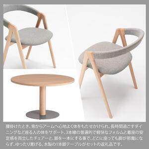旭川家具 カンディハウス KOTANラウンドテーブルφ120 サン Dチェアー北海道カバNF_03117