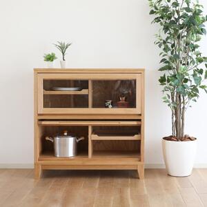 旭川家具 山室家具製作所 ココ キャビネット2段 北海道ナラ 【 国産 無垢 インテリア 木製 ナチュラル キャビネット 食器棚 キッチンボード 収納 キッチン 北海道 】_04587