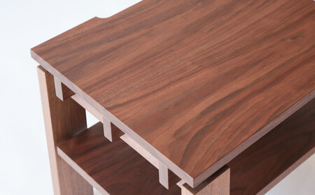 旭川家具 MUKU工房オリジナル ノキ サイドテーブル ウォールナット_04911
