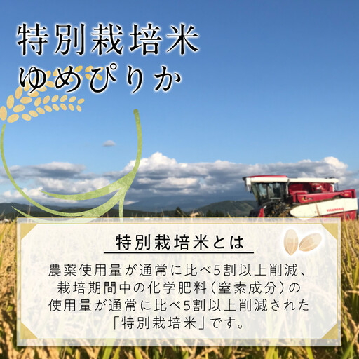 特別栽培米ゆめぴりか精米12kg(3kg×4袋) 令和7年産_05905