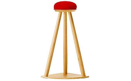 旭川家具　コサイン　赤い帽子のキッチンスツール 【 旭川家具 北海道 旭川市 木製 家具 キッチン用 台所 スツール 腰掛 高め ちょい掛け クッションシート シンプル ナチュラル 手作り 北欧 おしゃれ 天然木 無垢 】_00081