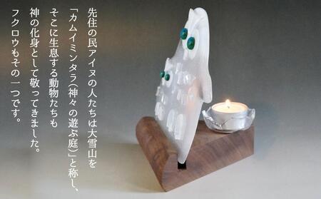 キャンドルスタンド　フクロウ親子（目の色　グリーン） | キャンドルスタンド_00593