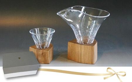 木Glass（きぐらす） 酒器セット（片口とぐい呑み）ヒビ | 北海道旭川