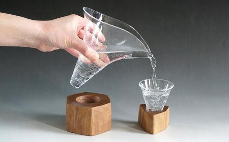 木Glass（きぐらす）　酒器セット（片口とぐい呑み）ヒビ | グラス_00596