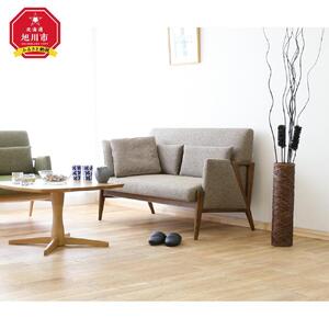 旭川家具 宮田産業 ASH(アッシュ) 2P ソファ ブラウン色 【 国産 無垢 インテリア 木製 ナチュラル ソファ ソファー 2.5人掛け 3人掛け リビング ダイニング 北海道 】_01109