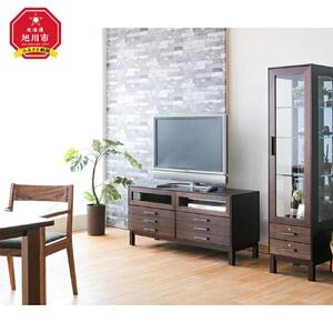 旭川家具　クリエイトファニチャー　Ｗ＆Ｂローボード 【 国産 無垢 インテリア 木製 収納 モダン ヴィンテージ テレビボード テレビ台 ハイボード AVボード  ウォールナット カバ ビーチ 北海道 】 _01234