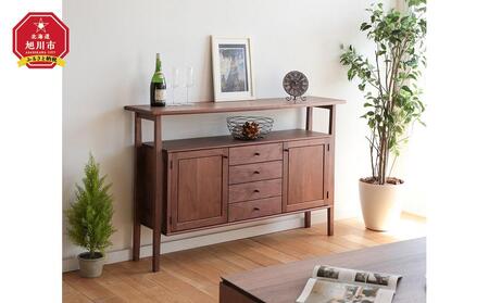 旭川家具　山室家具製作所　プロトNo.401キャビネット　ウォールナット 【 国産 無垢 インテリア 木製 収納 ナチュラル キャビネット リビング ダイニング 北海道 】 _01957