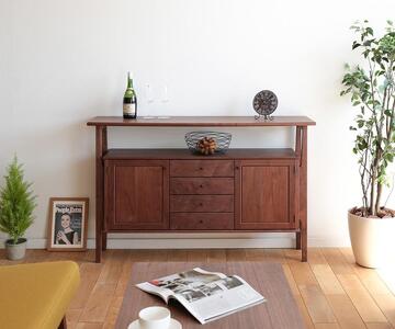 旭川家具　山室家具製作所　プロトNo.401キャビネット　ウォールナット 【 国産 無垢 インテリア 木製 収納 ナチュラル キャビネット リビング ダイニング 北海道 】 _01957