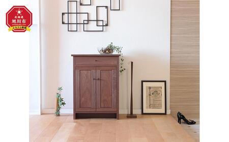 旭川家具　山室家具製作所　プロトNo.621キャビネット60　ウォールナット 【 国産 無垢 インテリア 木製 収納 ナチュラル キャビネット チェスト リビング ダイニング 北海道 】 _01966