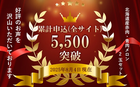 【先行予約】北海道産赤・青肉メロン2玉セット(各1.6kg×1) (2026年7月中旬から発送開始) | メロン_02062