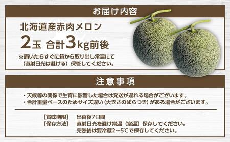 【先行予約】北海道産赤肉メロン合計3kg前後(2玉入)2026年7月中旬から順次発送予定 | メロン _01979