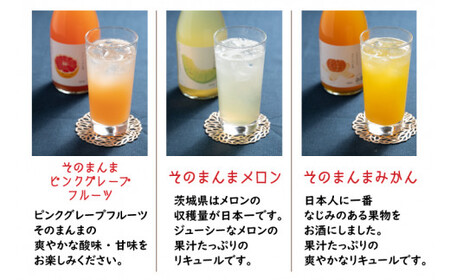 そのまんまシリーズ3種飲み比べセット(メロン・みかん・ピンクグレープフルーツ)【リキュール ジューシー 果汁 水戸市 茨城県】(DW-113)