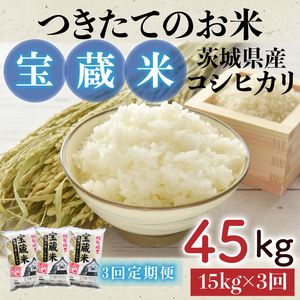 【3ヶ月定期便】【令和7年産】茨城県産コシヒカリ 宝蔵米 15kg×3回【お米 米 菊池 こしひかり つきたてのお米 食味ランキング特A評価 茨城県 水戸市】（CZ-906）