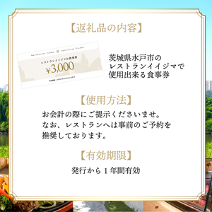 レストラン 食事券 水戸 茨城県 創業45年 レストランイイジマ 常陸牛 ディナー ランチ クーポン 寄付 3万円 9000円分 和牛 お歳暮 優待券 お食事券 体験 洋食 夫婦 返礼品 ギフト 故郷納税 お祝い（DU-123）
