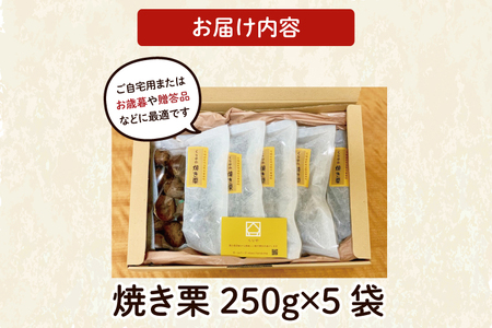 茨城県産　くりやの焼き栗　250g×5袋【くり 栗 焼き栗 秋 茨城県産 果物 果樹 栗ご飯 水戸市】（AO-2）