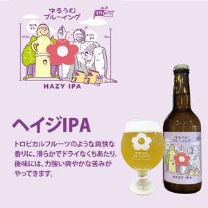 【数量限定】ゆるうむブルーイング クラフトビール６本セット【セッションＩPA・ホワイトエール・ヘイジーＩPA】【ビール お酒 クラフトビール 飲み比べ セット コリアンダー オレンジピール フルーティー スパイシー ホップ 水戸市 茨城県】（JJ-2）