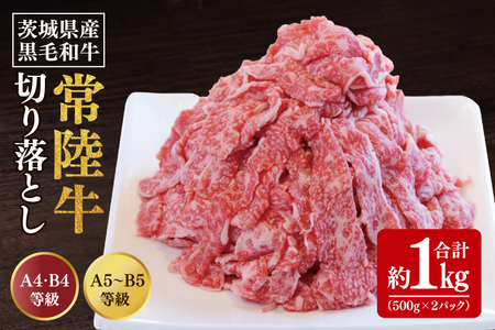 【数量限定】常陸牛切り落とし 約1kg（500g×2p）【水戸市 牛肉 常陸牛 お肉 小分け 自家用におすすめ おいしい ブランド牛 ステーキ 数量 限定 スライス加工】（BG-20）