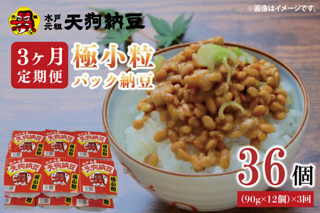 【3ヶ月定期便】【天狗納豆】極小粒パック納豆90g　12個入 ×3回【納豆 なっとう 老舗 極小粒 大豆 朝食 ご飯 水戸市 水戸 茨城県 20000円以内 2万円以内】（DQ-9）